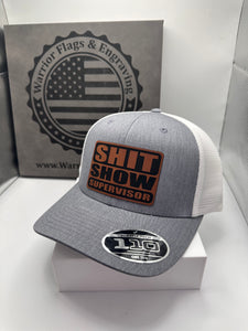 S#%! Show Supervisor Hat - Heather gray and white with rawhide patch